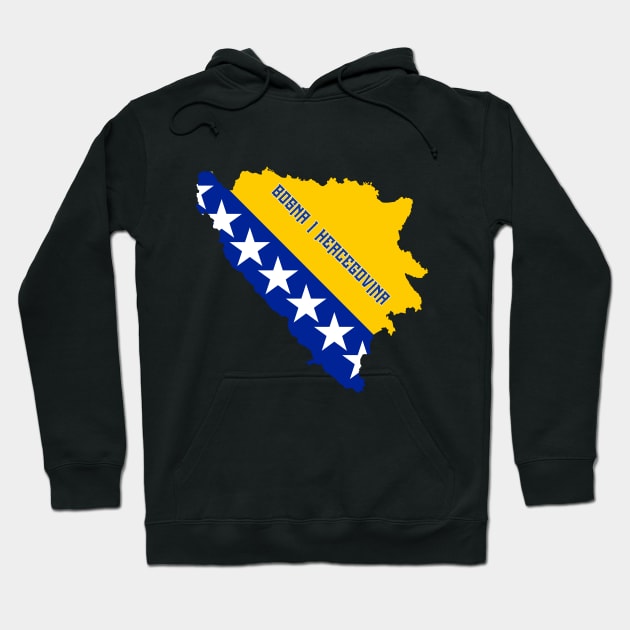 Bosnia & Herzegovina flag and map Hoodie by Travellers